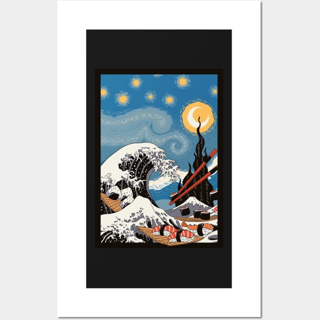 Great Wave Starry Night Wall Art by Holailustra